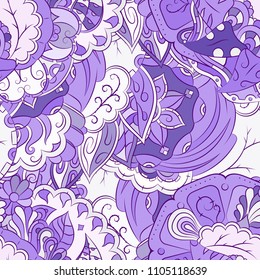 Seamless mehndi vector pattern. Hand-made ethnic illustration. Colorful doodle texture.