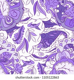 Seamless mehndi vector pattern. Hand-made ethnic illustration. Colorful doodle texture.