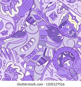 Seamless mehndi vector pattern. Hand-made ethnic illustration. Colorful doodle texture.