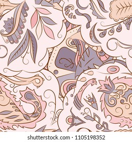 Seamless mehndi vector pattern. Hand-made ethnic illustration. Colorful doodle texture.