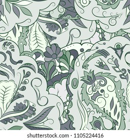 Seamless mehndi vector pattern. Hand-made ethnic illustration. Colorful doodle texture.