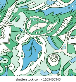 Seamless mehndi vector pattern. Hand-made ethnic illustration. Colorful doodle texture.