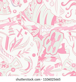 Seamless mehndi vector pattern. Hand-made ethnic illustration. Colorful doodle texture.