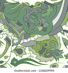 Seamless mehndi vector pattern. Hand-made ethnic illustration. Colorful doodle texture.