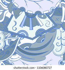 Seamless mehndi vector pattern. Hand-made ethnic illustration. Colorful doodle texture.