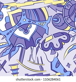 Seamless mehndi vector pattern. Hand-made ethnic illustration. Colorful doodle texture.
