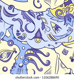 Seamless mehndi vector pattern. Hand-made ethnic illustration. Colorful doodle texture.