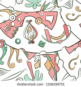Seamless mehndi vector pattern. Hand-made ethnic illustration. Colorful doodle texture.