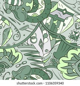 Seamless mehndi vector pattern. Hand-made ethnic illustration. Colorful doodle texture.