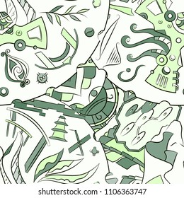 Seamless mehndi vector pattern. Hand-made ethnic illustration. Colorful doodle texture.
