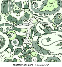 Seamless mehndi vector pattern. Hand-made ethnic illustration. Colorful doodle texture.
