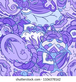 Seamless mehndi vector pattern. Hand-made ethnic illustration. Colorful doodle texture.