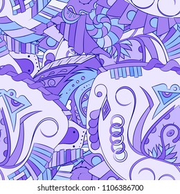Seamless mehndi vector pattern. Hand-made ethnic illustration. Colorful doodle texture.