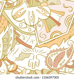 Seamless mehndi vector pattern. Hand-made ethnic illustration. Colorful doodle texture.