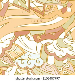 Seamless mehndi vector pattern. Hand-made ethnic illustration. Colorful doodle texture.
