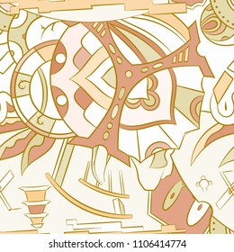 Seamless mehndi vector pattern. Hand-made ethnic illustration. Colorful doodle texture.