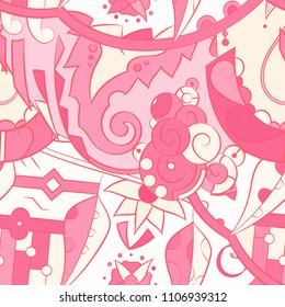 Seamless mehndi vector pattern. Hand-made ethnic illustration. Colorful doodle texture.
