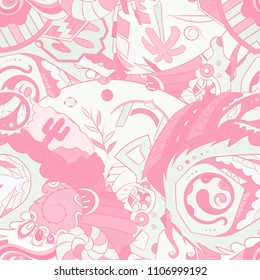 Seamless mehndi vector pattern. Hand-made ethnic illustration. Colorful doodle texture.
