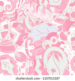 Seamless mehndi vector pattern. Hand-made ethnic illustration. Colorful doodle texture.