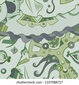 Seamless mehndi vector pattern. Hand-made ethnic illustration. Colorful doodle texture.