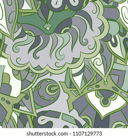 Seamless mehndi vector pattern. Hand-made ethnic illustration. Colorful doodle texture.
