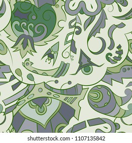 Seamless mehndi vector pattern. Hand-made ethnic illustration. Colorful doodle texture.