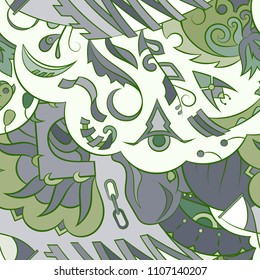 Seamless mehndi vector pattern. Hand-made ethnic illustration. Colorful doodle texture.
