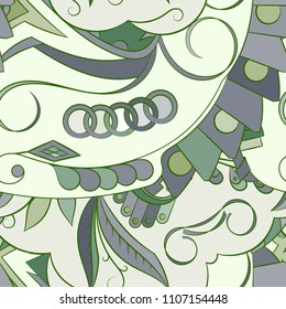Seamless mehndi vector pattern. Hand-made ethnic illustration. Colorful doodle texture.