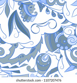 Seamless mehndi vector pattern. Hand-made ethnic illustration. Colorful doodle texture.