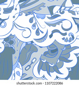 Seamless mehndi vector pattern. Hand-made ethnic illustration. Colorful doodle texture.