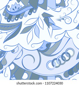 Seamless mehndi vector pattern. Hand-made ethnic illustration. Colorful doodle texture.