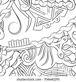 Seamless mehndi vector pattern. Hand-made illustration. Black and white binary pattern, monochrome doodle texture.