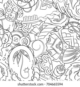 Seamless mehndi vector pattern. Hand-made illustration. Black and white binary pattern, monochrome doodle texture.