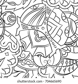 Seamless mehndi vector pattern. Hand-made illustration. Black and white binary pattern, monochrome doodle texture.