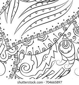 Seamless mehndi vector pattern. Hand-made illustration. Black and white binary pattern, monochrome doodle texture.