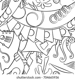 Seamless mehndi vector pattern. Hand-made illustration. Black and white binary pattern, monochrome doodle texture.