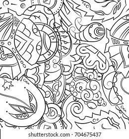 Seamless mehndi vector pattern. Hand-made illustration. Black and white binary pattern, monochrome doodle texture.