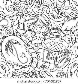 Seamless mehndi vector pattern. Hand-made illustration. Black and white binary pattern, monochrome doodle texture.