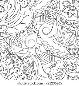 Seamless mehndi vector pattern. Hand-made illustration. Black and white binary pattern, monochrome doodle texture.
