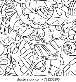 Seamless mehndi vector pattern. Hand-made illustration. Black and white binary pattern, monochrome doodle texture.