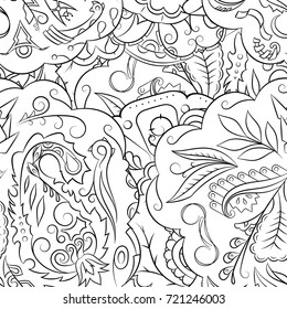 Seamless mehndi vector pattern. Hand-made illustration. Black and white binary pattern, monochrome doodle texture.