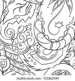 Seamless mehndi vector pattern. Hand-made illustration. Black and white binary pattern, monochrome doodle texture.