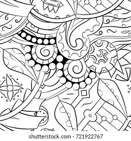 Seamless mehndi vector pattern. Hand-made illustration. Black and white binary pattern, monochrome doodle texture.