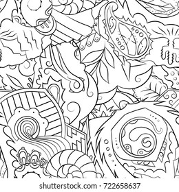 Seamless mehndi vector pattern. Hand-made illustration. Black and white binary pattern, monochrome doodle texture.