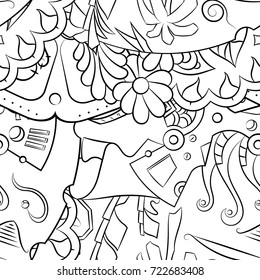 Seamless mehndi vector pattern. Hand-made illustration. Black and white binary pattern, monochrome doodle texture.