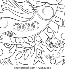 Seamless mehndi vector pattern. Hand-made illustration. Black and white binary pattern, monochrome doodle texture.