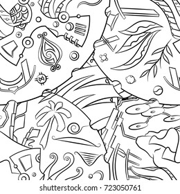 Seamless mehndi vector pattern. Hand-made illustration. Black and white binary pattern, monochrome doodle texture.
