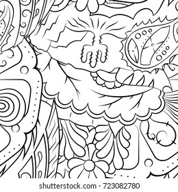 Seamless mehndi vector pattern. Hand-made illustration. Black and white binary pattern, monochrome doodle texture.