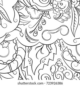 Seamless mehndi vector pattern. Hand-made illustration. Black and white binary pattern, monochrome doodle texture.