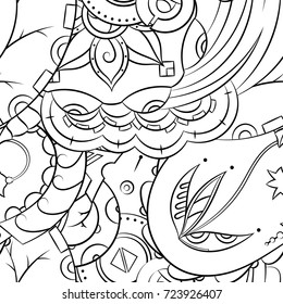 Seamless mehndi vector pattern. Hand-made illustration. Black and white binary pattern, monochrome doodle texture.